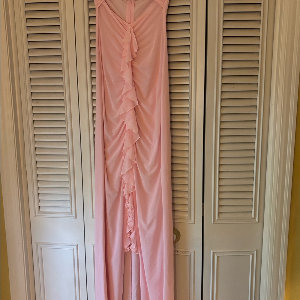 Elegant Pink Ruffled Maxi Dress